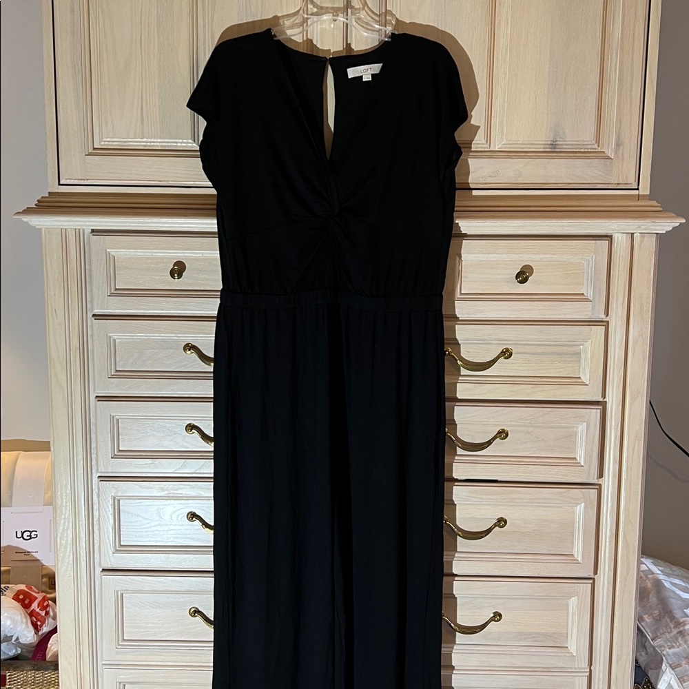 LOFT Black Ruched Front Jumpsuit
